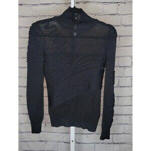 Vintage Teri Jon Sportswear Black Wool Blend Raised Design Top Size Small